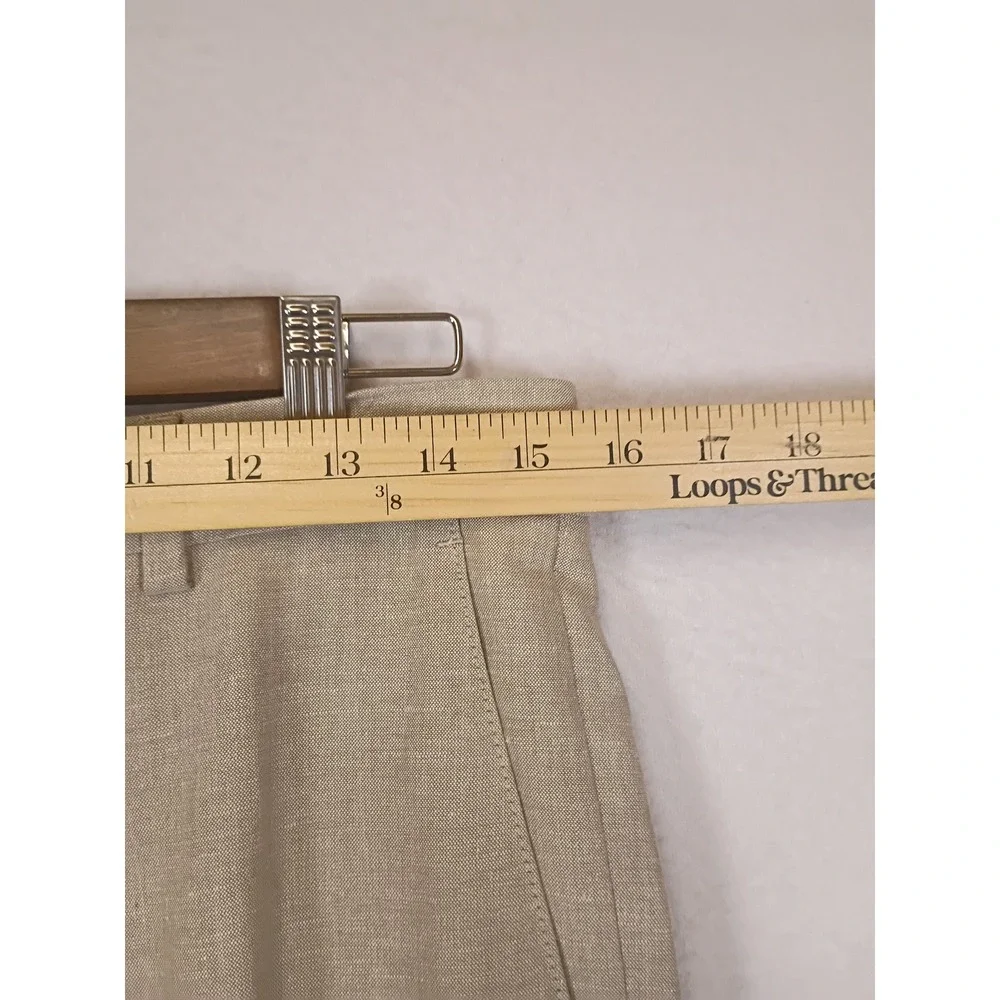 Coastal Old Money Kenneth Cole Reaction Mens 30x30 Beige Linen Blend Trousers